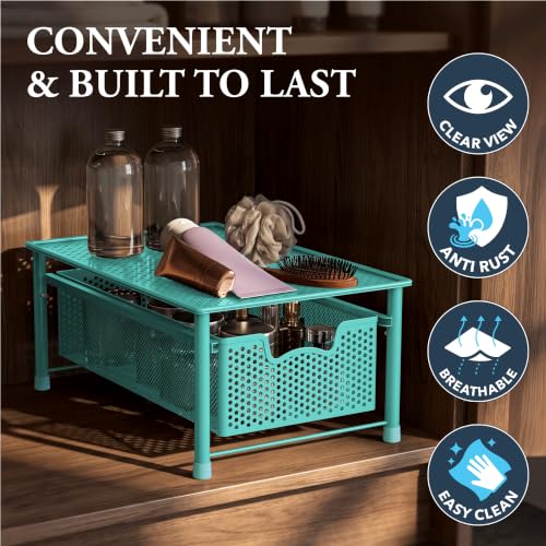 Simple Houseware Stackable Cabinet Basket Drawer Organizer, Turquoise - color: Turquoise, size: 1-Tier