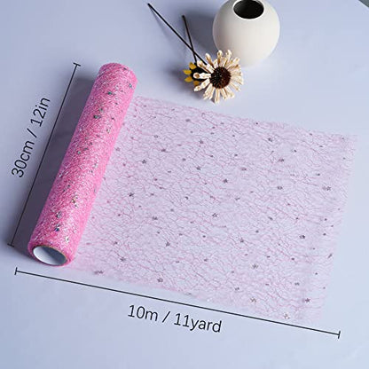 OSVINO Starry Moon Table Runner, Sequin Glitter Mesh for Wedding Party - color: Pink