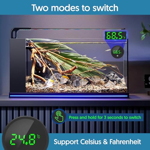 QZQ Fish Tank Thermometer Aquarium Thermometer Wireless Touch Stick Digital Aquarium Thermometer LED Display ±1°F for Monitoring The Fish Tank Aquarium Temperature Accessories (2 Pack Black) - color: Black 2Pack