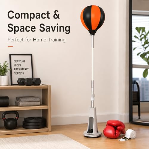 Boxing Reflex Bag with Stand, Adjustable Height Speed Reflex Punching Bag Boxing Reaction Ball for Home Gym Adults & Teens