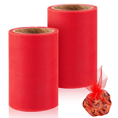 Woanger 2 Rolls Fishing Soft Spawn Net | Spawn Sac Sack Netting, Catfish Fishing Bait Mesh Holder, for Roe Bags Accessories - color: Red