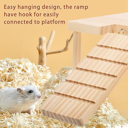 Reptiles Hideout Wooden with Climbing Ramp Bearded Dragon Hide Cave Wood Aquariums & Terrariums Accessories for Bearded Dragons Leopard Geckos Lizards Turtles Hamsters(U-Shape)
