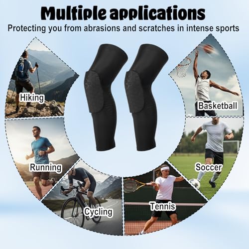 Vin Beauty Basketball Knee Pads, 2 Pcs Honeycomb Anti Collision Leg Compression Sleeves, Sports Sleeves Knee Pads for Basketball, Volleyball, Wrestling, Football, Soccer, Skating