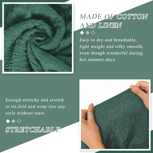 Geyoga 6 Pcs Women Scarf Shawl Hijab Scarves Cotton Crinkle Hijab for Women Blend Shawl Crinkle Wrap Head for Seasons - color: Dark Green