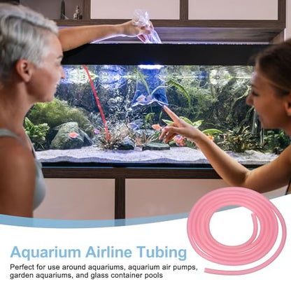 Aquarium Airline Tubing, 5/32"(4mm) ID x 1/4"(6mm) OD 4.9ft PVC Flexible Tube, (2Pcs, Pink), Intended for Fish Tank Air Pump/Aquarium/Garden/Terrarium Pond - color: Pink