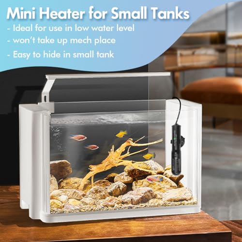 Orlushy 25W Small Submersible Aquarium Heater, Constant Temperature Betta Fish Tank Heater of 78℉for 1-6 Gallons Freshwater & Saltwater Tanks - size: 25W