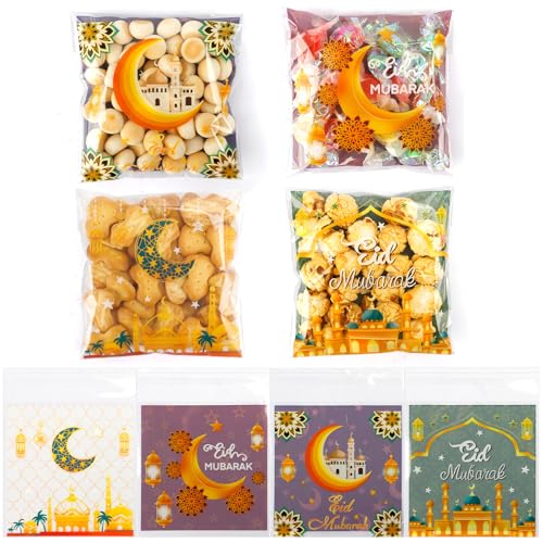 100 PCS Eid Goodie Bags - Ramadan & Eid Gift Bags (4x4) - color: 100pcs Eid bags