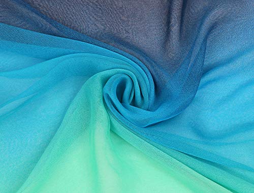 uxcell Women'sChiffon Sheer Long Scarf Silky Gradient Party - color: Blue Green