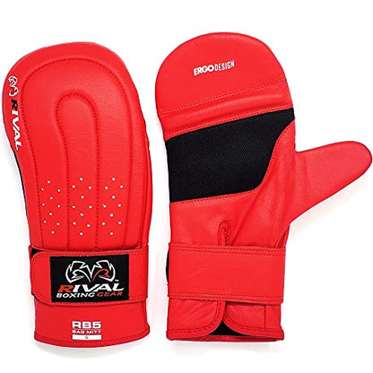 RIVAL Boxing RB5 Bag Mitt Gloves, Bare-Fist Punching Feel, Zero Resistance Training for Triggering Fast Twitch Muscles - color: Red, size: X-Large