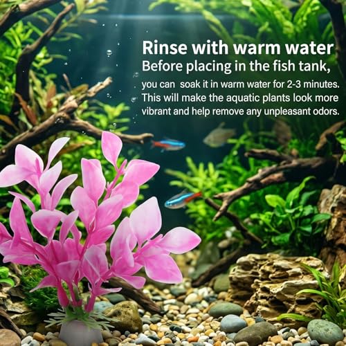2 Pcs Betta Fish Tank Decor, Plastic Fish Decorations for Tank, Pink Aquarium Plants Ornaments for Betta Fishes Hammock Water Grass Accessories