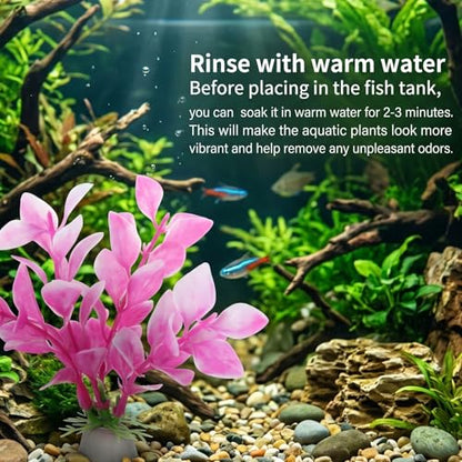 2 Pcs Betta Fish Tank Decor, Plastic Fish Decorations for Tank, Pink Aquarium Plants Ornaments for Betta Fishes Hammock Water Grass Accessories