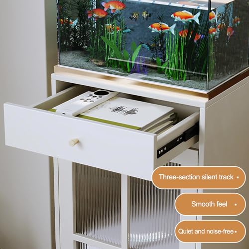 HARELA Robot Vacuum Stand Hidden Cabinet, Sweeping Robot Storage Rack with Doors and Drawer, Side Table Storage Cabinet for Living Room, Bedroom, Home(White,40x45x103.6cm) - size: 40x45x103.6cm