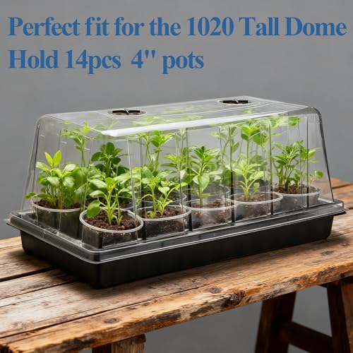 10-Pack Heavy-Duty 1020 Seed Trays No Holes, Thick Plastic Plant Flats | Reusable Growing Trays for Seed Starting, Propagation, Microgreens, Transplanting & Bottom Watering (21" x 11", 2.76" Deep) - color: Black, size: 10p 1020 Trays No Holes