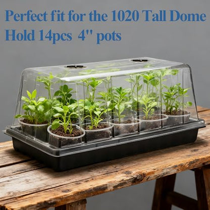 10-Pack Heavy-Duty 1020 Seed Trays No Holes, Thick Plastic Plant Flats | Reusable Growing Trays for Seed Starting, Propagation, Microgreens, Transplanting & Bottom Watering (21" x 11", 2.76" Deep) - color: Black, size: 10p 1020 Trays No Holes