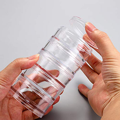 Hipiwe 2 Packs 5 Slot Clear Plastic Round Storage Jars - Art Craft Accessory Organizer Box Jewelry Beads Sewing Pills Container Holder for Storage Small Items, Hardware - size: 2Packs 2.68"D x 5.31"H