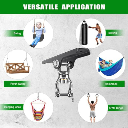 BeneLabel 360° Swivel Ceiling Swing Hanger with Bearing Ceiling Swing Mount Stainless Steel Hanging Chair Mount Swings Hardware for Hammock Chairs, Porch Swings, Aerial Silks, Gymnast Ring, Heavy Bag - color: 360° Bearing Swivel Hanger ( 1 Pack ) - Black