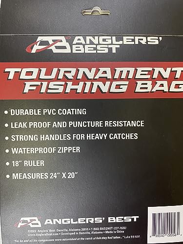 Angler's Best Tournament Fish Bag: Durable and Leakproof Fishing Gear, Fishing Bag with PVC Coating, Puncture-Resistant, 24” by 20” with Strong Nylon Handles and Ruler