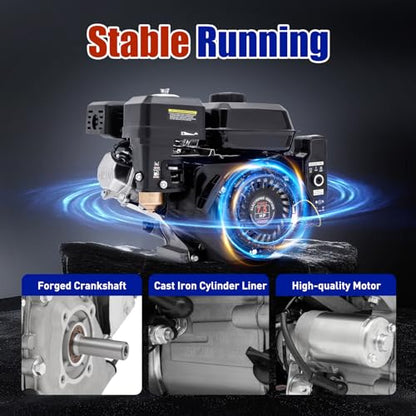7.5 HP Gas Engine Kart Engine 210cc Single Cylinder Four Stroke Gas Engine 3600rpm Recoil/Electric Starter Motor High Efficiency Cooling System