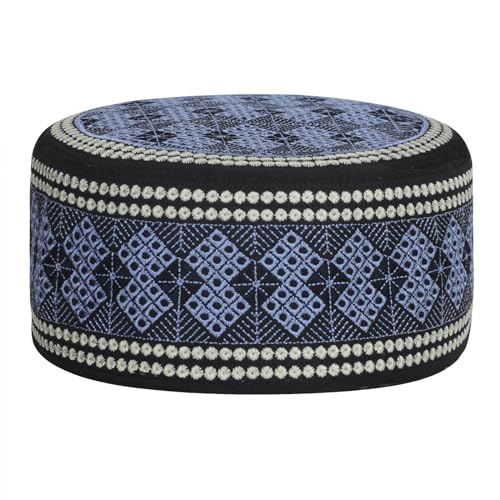 Muslim Prayer Hat for Men Worship Hat Islamic Muslim Prayer Hats Cap Beanie Headwear for Ramadan Eid - color: Blue