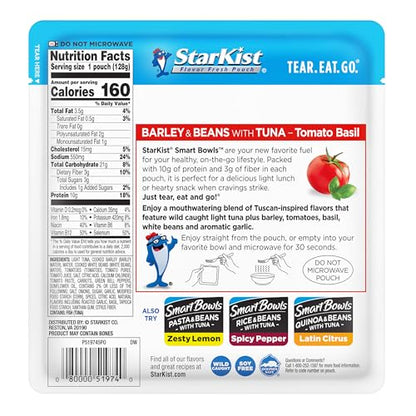 StarKist Smart Bowls Tomato Basil, 4.5 oz Pouch (Pack of 12) - Features Barley & Beans with Wild Caught Light Tuna - size: 4.5 Ounce (Pack of 12)