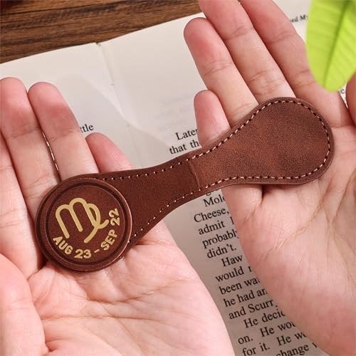 3 PCS Leather Magnetic Bookmark Clips, Zodiac PU Leather Bookmarks for Book Lovers, Full Set of Book Clip Accessories, Earth Sign - style: Earth Signs Constellation