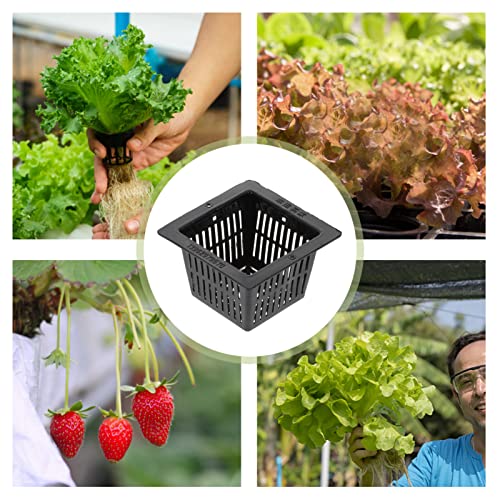 Yardwe 20pcs Planting Mesh Net Cup Square Plant Net Pots Plant Basket for Hydroponics Aquaponics Orchids - size: 20PCS