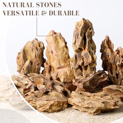 2.2-4.1 Inches Natural Dragon Stone, 10 PCS Small Aquarium Rocks for Aquascaping, Nano Tanks, Terrariums, Reptile Tanks & Aquarium Décor - size: 2.2-4.1 in
