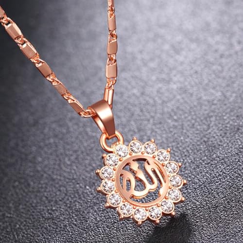 Exquisite Islamic Muslim Allah Quran Pendant Necklace Women Religious Amulet Jewelry Ramadan Gift - color: Pink