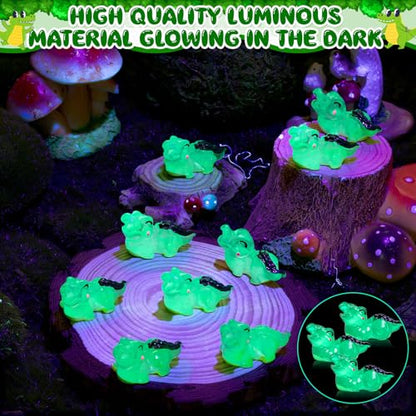 104PCS Luminous Miniature Crocodiles Figurines Mini Resin Crocodile | Tiny Alligator Animal Figures for Fairy Garden Miniature Moss Landscape DIY Craft Home Decor - style: Luminous Crocodile-104