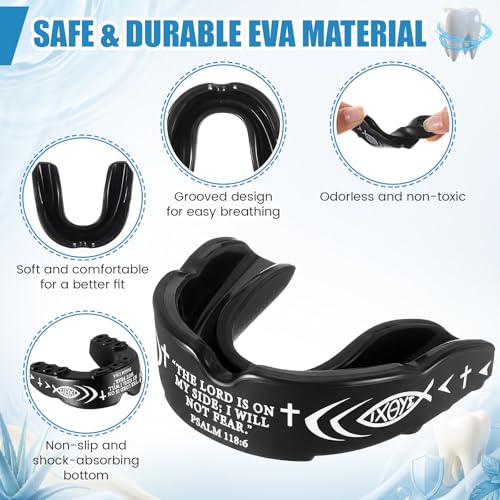 Konohan 4 Pcs Mouth Guard - Cross Sport Mouthguard with Case Christian Mouthguards Teeth Armor Sport Game Guard for Youth Football Boxing Lacrosse Football Basketball Wrestling Rugby Taekwondo