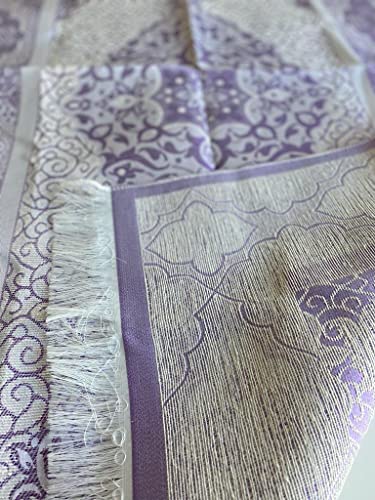 Muslim Prayer Rug and Beads with Elegant Slub Fabric Bag | Janamaz | Sajadah | Soft Islamic Prayer Rug | Islamic & Mawlid Gifts | Prayer Carpet Mat, Taffeta Fabric (Purple, 8 Sets) - color: Purple, size: 8 Sets