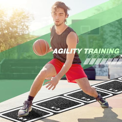 WinnerWhy Rubber Agility Ladder Non-Slip Rubber Speed Agility Training Ladder Pad for Soccer Football Footwork Training Equipment for Fitness Boxing Sports Quick Exercise Gym Workout - size: 8 ft