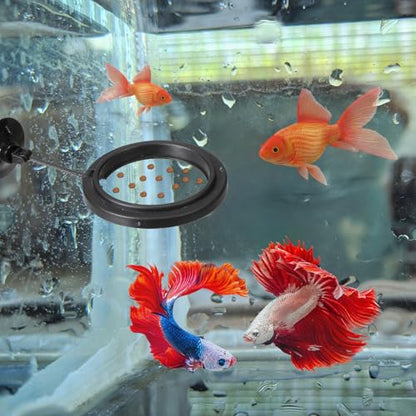 2 PCS Fish Feeding Ring, Aquarium Feeding Ring Floating Fish Feeder Rings with Strong Suction Cup for Guppy, Betta, Goldfish and Other Small Fishes (Square and Round Shape)