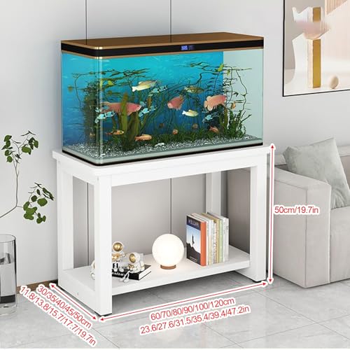 Double-Tier Fish Tank Stand, Heavy-Duty Aquarium Stand, With Shelving Unit, Features Non-Slip Pads, Reptile Enclosure Stand, Suitable For Fishkeeping, Turtle Keeping(Black+Black,23.6x11.8in) - color: Black+Black, size: 23.6x11.8in