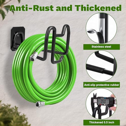 Garden Hose Holder Wall Mount Water Hose Holders for Outside | Metal Hose Hanger with Hook Heavy Duty Garden Hose Reel for Outside Yard Lawn Storage - color: 1pc Black