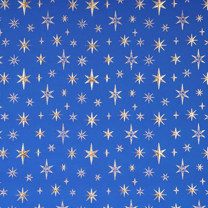 RUSPEPA Blue and Gold Eid Wrapping Paper Roll, Mini Roll, Royal Blue 3D Embossed Foil Star Design, Kraft Gift Wrap Paper for Ramadan, Wedding, Birthday, Baby Shower, Holiday, 17 Inches x 16.4 Feet - color: Blue Gold Foil Star, size: 17 in x 16.4 ft