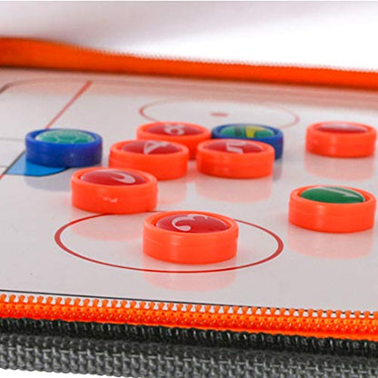 Foldable Leather Football Soccer Magnetic Tactic Marker Coaching Clipboard with Zipper and Marker Pen - Coaching Strategy Guiding Board Kit Equipment Portable Coach Tool - style: Ice Hockey