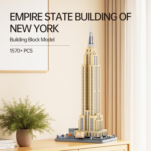 CAXIMSY Empire State Architecture Model Building Block Set for Adults New York's World Famous Landmark Architectural Toys Gift Kids and 1570 Pieces - style: Empire State Building