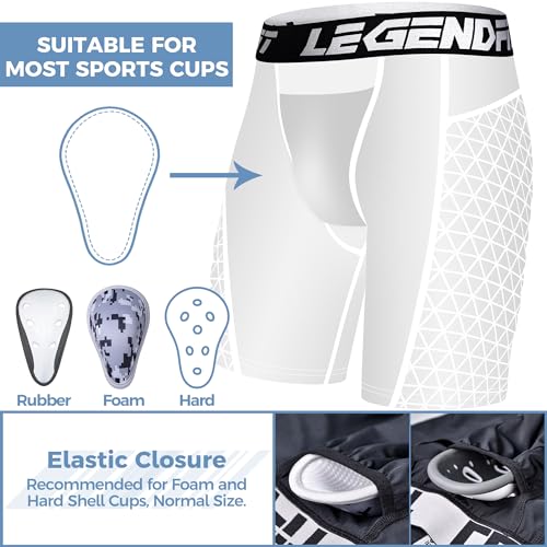 Youth Boys Baseball Sliding Shorts Cup Pocket Protective Athletic Compression Underwear Football Lacrosse - color: Padding Black, size: Medium