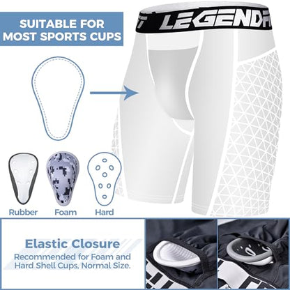 Youth Boys Baseball Sliding Shorts Cup Pocket Protective Athletic Compression Underwear Football Lacrosse - color: Padding White, size: X-Large