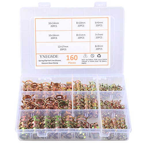 Spring Band Type Fuel Line Silicone Vacuum Hose Water Pipe Clamp Low Pressure Air Tube Clamps Fastener Assortment Kit 8 Sizes 160PCS