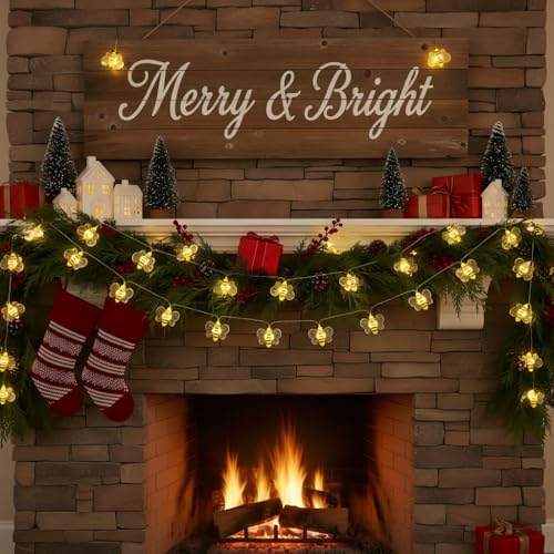 Bee Decor String Lights 10ft with 30pcs Honeybee Shaped LED Bulb Battery Operated Fairy Lights for DIY Indoor Bedroom Baby Shower Party Wedding Patio Christmas - style: Bee