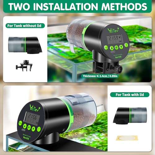 Ycozy Automatic Fish Feeder Rechargeable with USB Cable Moisture-Proof Intelligent Electric Fish/Turtle Feeder for Aquarium & Fish Tank (Rechargeable EVS) - size: Rechargeable EVS