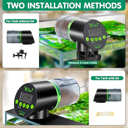 Ycozy Automatic Fish Feeder Rechargeable with USB Cable Moisture-Proof Intelligent Electric Fish/Turtle Feeder for Aquarium & Fish Tank (Rechargeable EVS) - size: Rechargeable EVS
