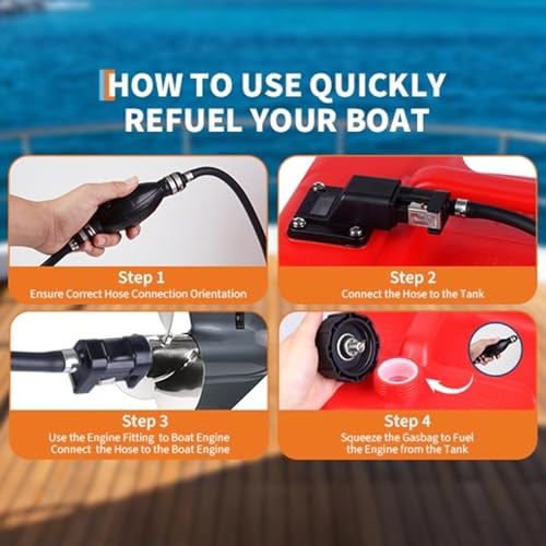 Marine Tank, 3 gal Marine Portable Tank Outboard Marine Boat Transfer Tank with 9.8 ft Hose, Gauge for Outboard Engine Boats, Yacht, Fishing Boat, Deck Boat, Red - size: 3 Gallon