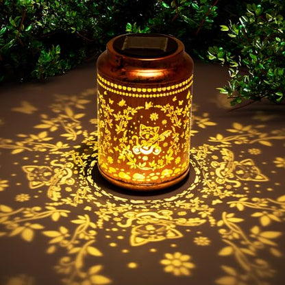 YISITEONE Cat Outdoor Solar Lanterns, Garden Waterproof Metal Hanging Decor Lights for Patio Yard Pathway Lawn Front Porch, Birthday Gardening Cat Lovers Gifts for Women Mom Grandma - style: Cat