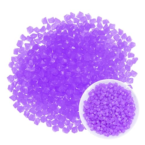 M METERXITY 300-Pack Glow in The Dark Rocks, 0.51" Resin Outdoor Garden Decorations Luminous Rhombus Stones for Garden Plants/Aquarium/Backyard Path, Aquarium Gravel [Violet] - color: Violet