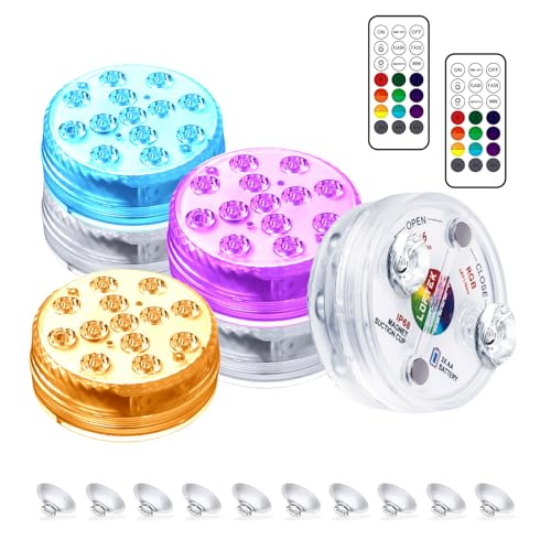LOFTEK Submersible LED Lights with Remote, 13 LED Pool Lights for Inground Above Ground Pool with Magnets &Suction Cups,16 Color Changing Underwater Light for Ponds Battery Operated, 6 Pack - size: 6 Pack-Battery Operated