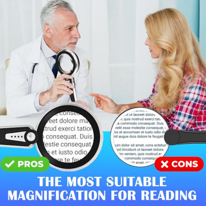 45X Magnifying Glass with Light, 4.6-Inch 1200mAh USB Rechargeable, 6 Color Modes for Low Vision Seniors, Reading, Jewelry & Coin Appraisal - Black Silver - color: Black-silver