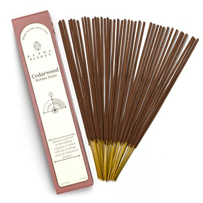 KarmaPledge Cedarwood Incense Sticks, Burn Time 45-60 Min, 40 Sticks - color: Cedarwood, size: 40 Hand Dipped Sticks